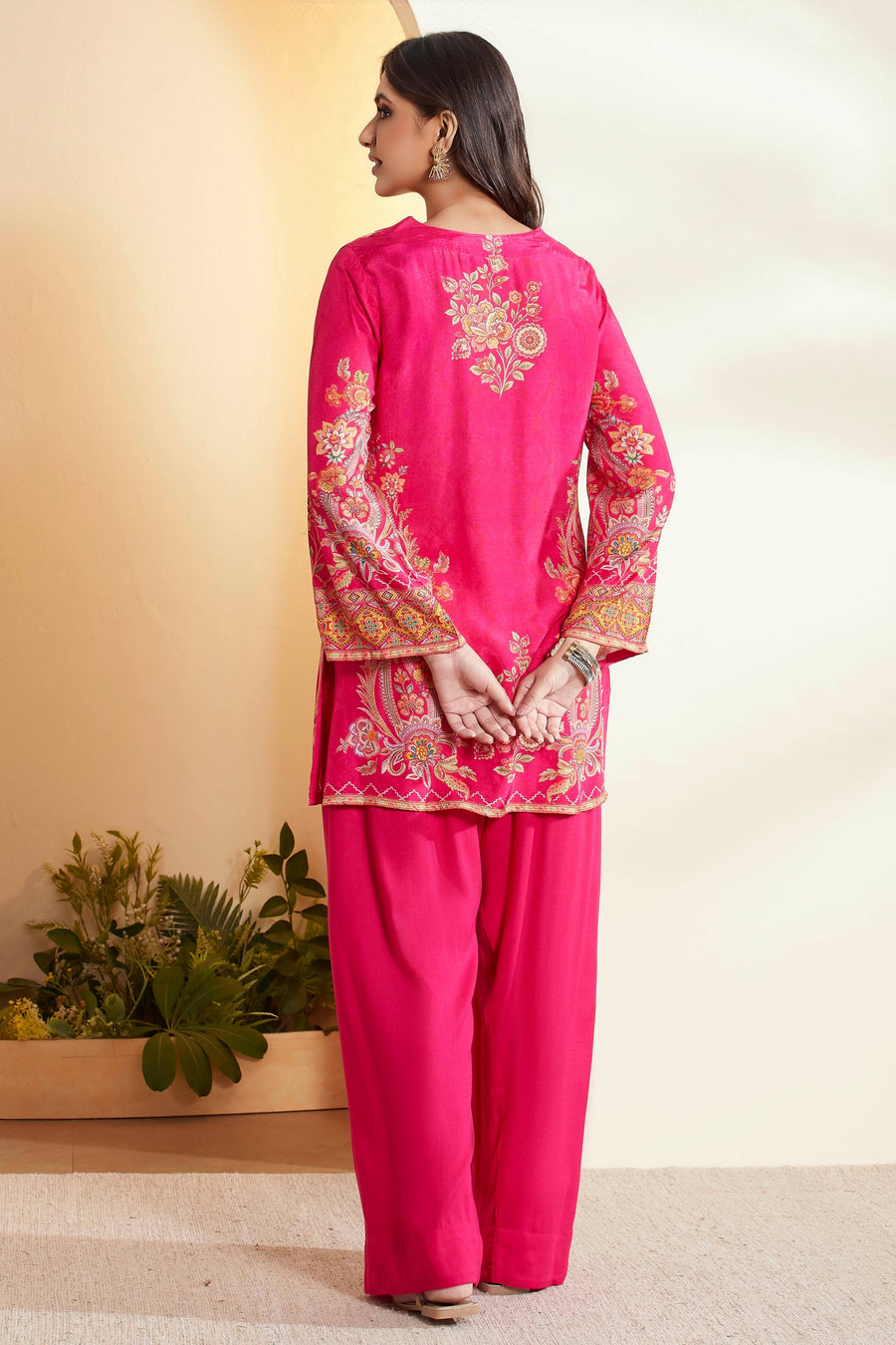 Fuchsia Floral Printed Suit Set