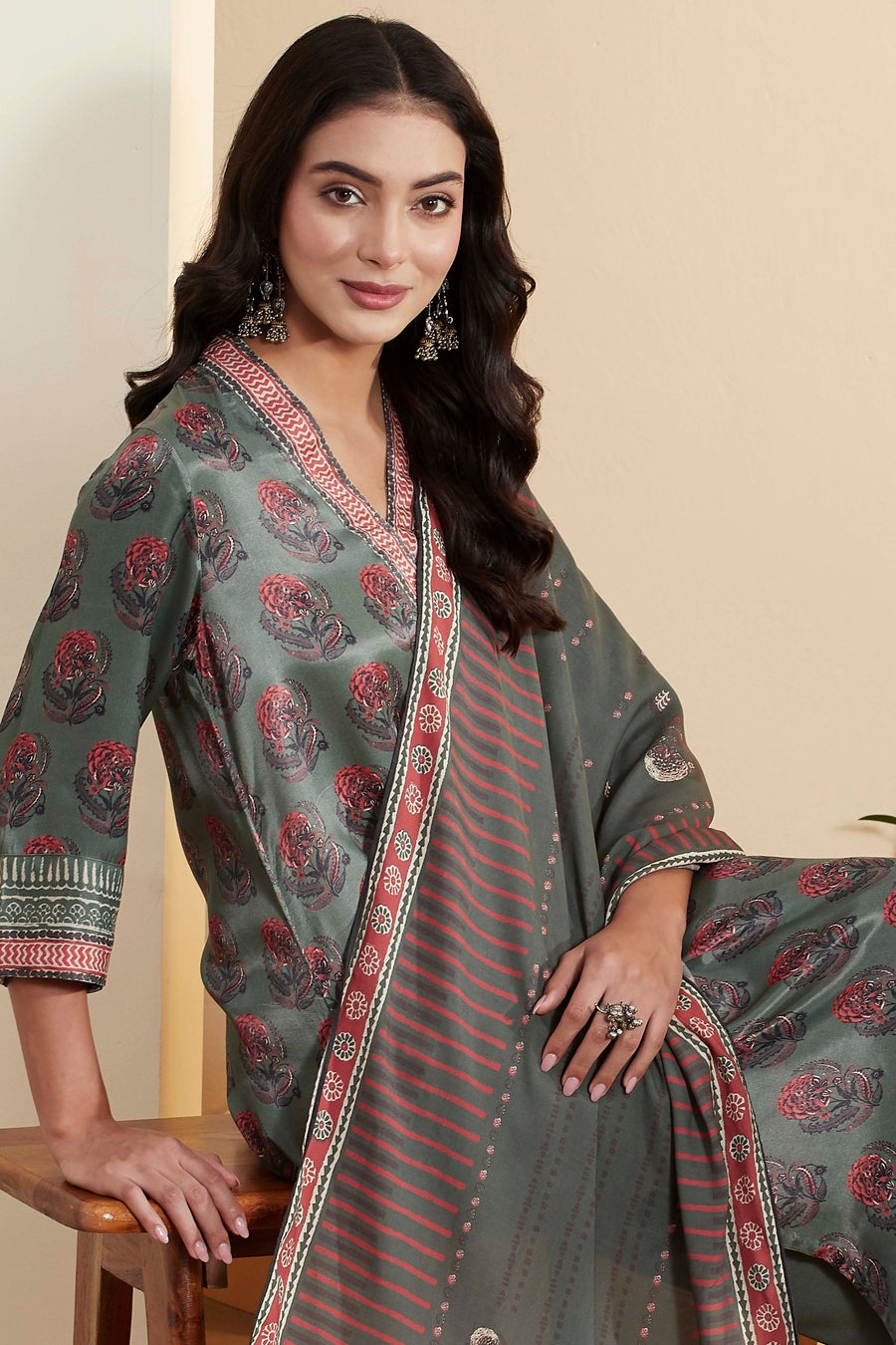 Green Floral Printed