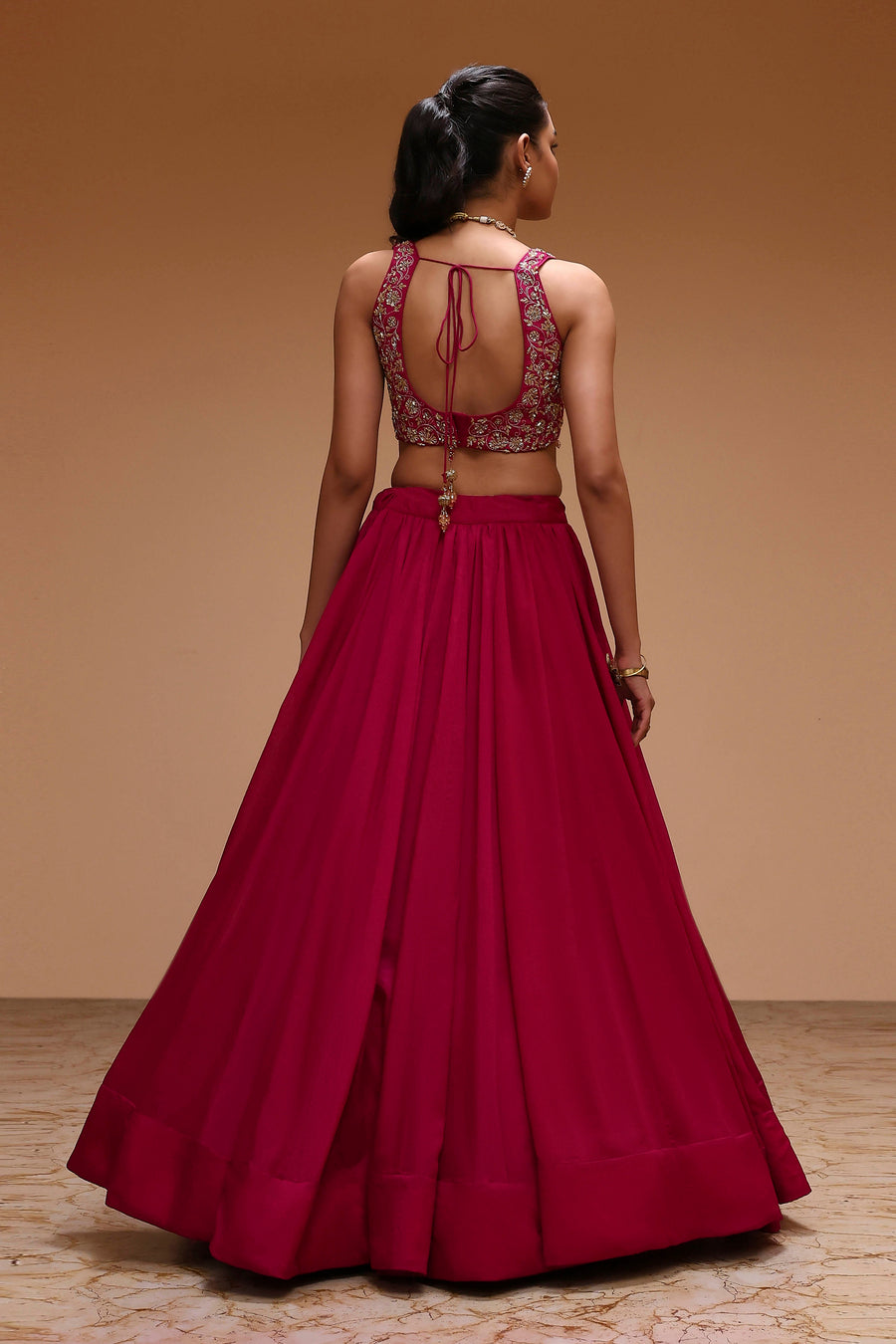 Magenta Embroidered Lehenga