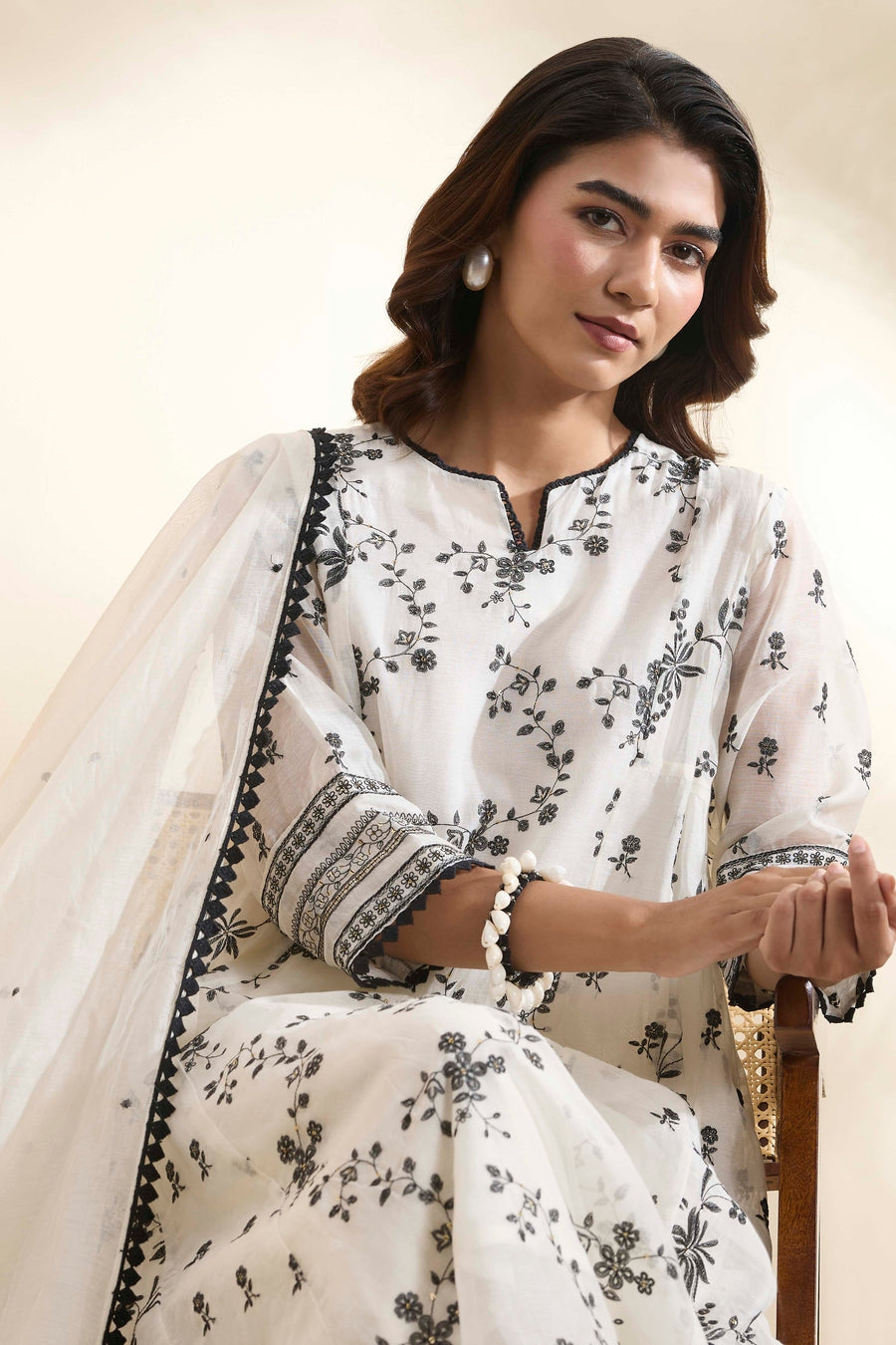 Off-White Cotton Silk Kalidar Kurta Set