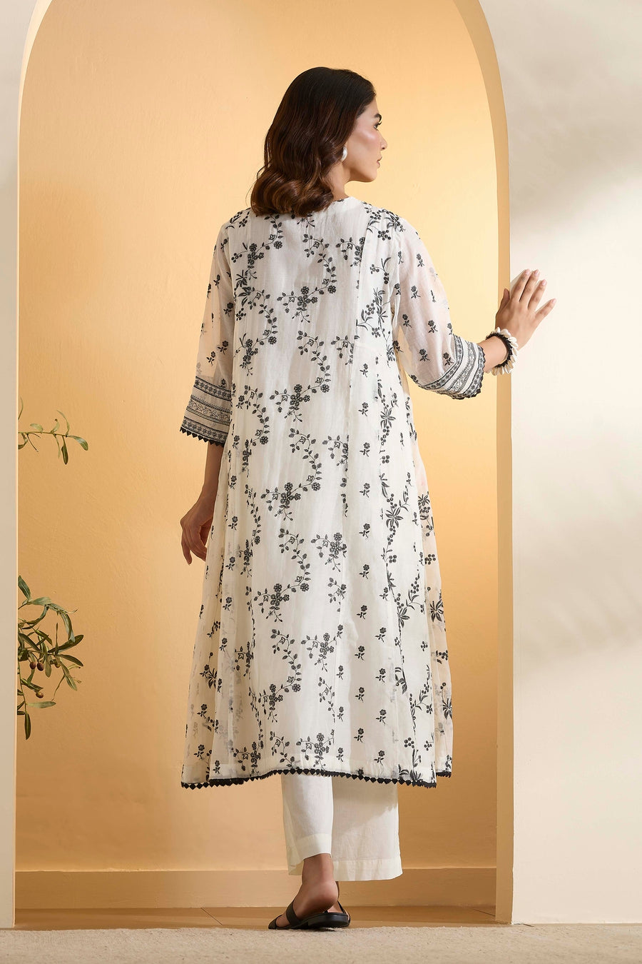 Off-White Cotton Silk Kalidar Kurta Set