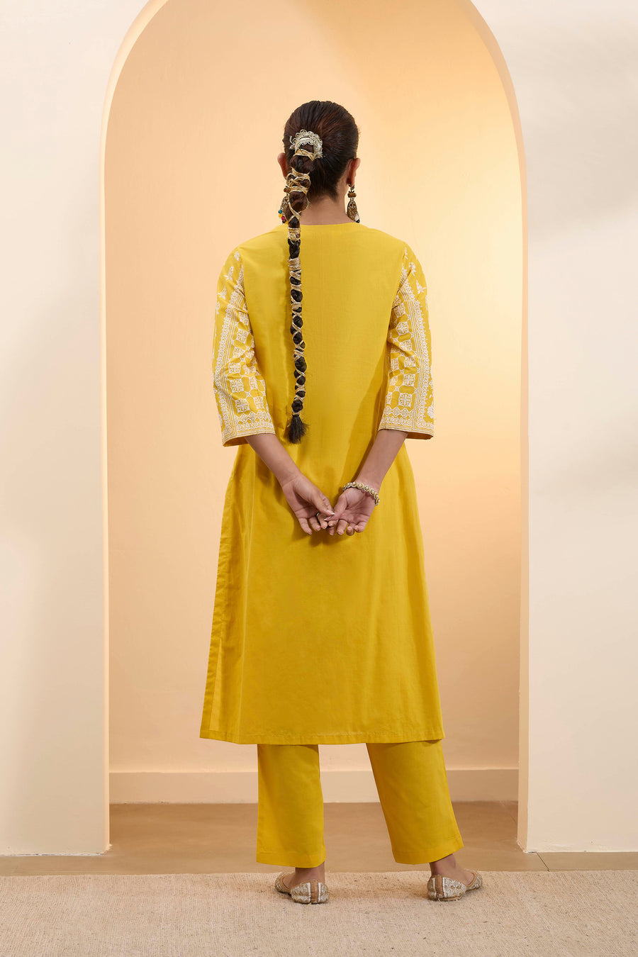 Yellow Floral Printed Straight Kurta set
