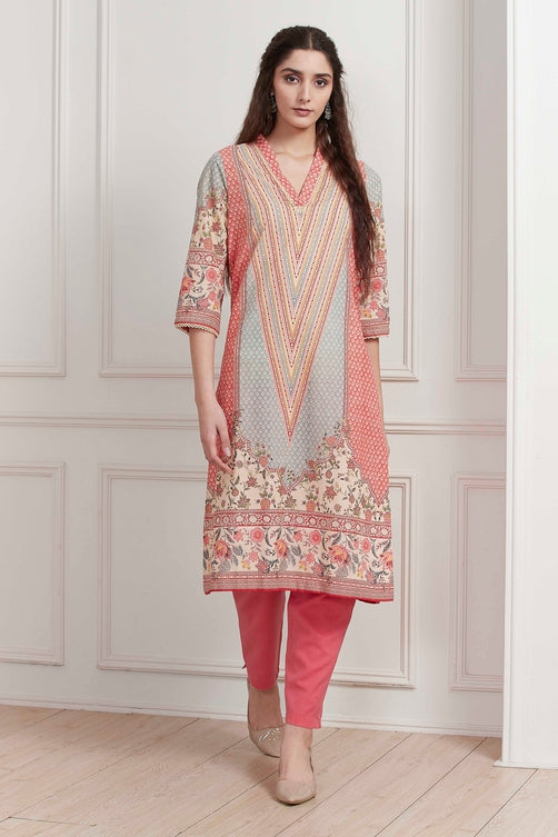 Cotton Printed Straight Kurta