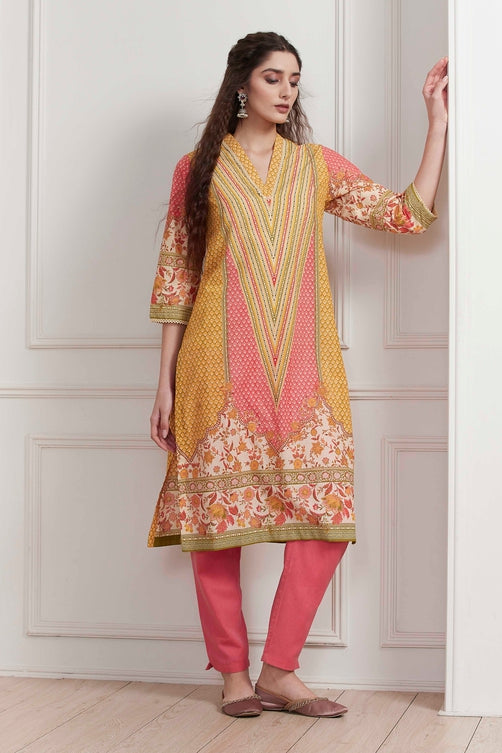 Cotton Printed Straight Kurta