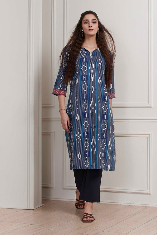 Cotton Printed Straight Kurta