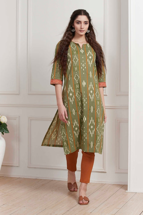 Cotton Printed Straight Kurta
