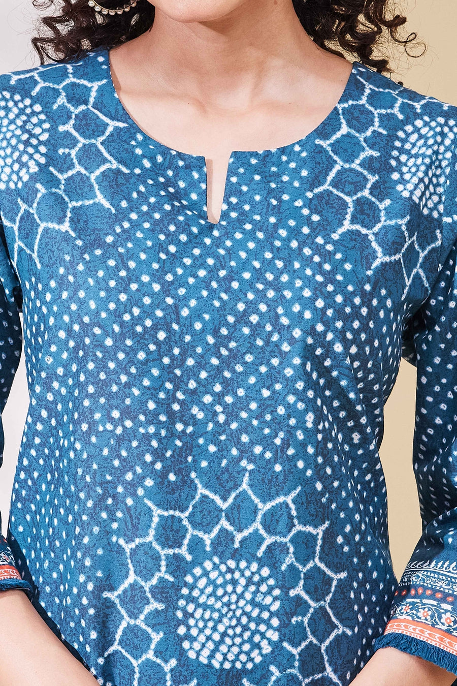 Teal Cotton Straight Kurta