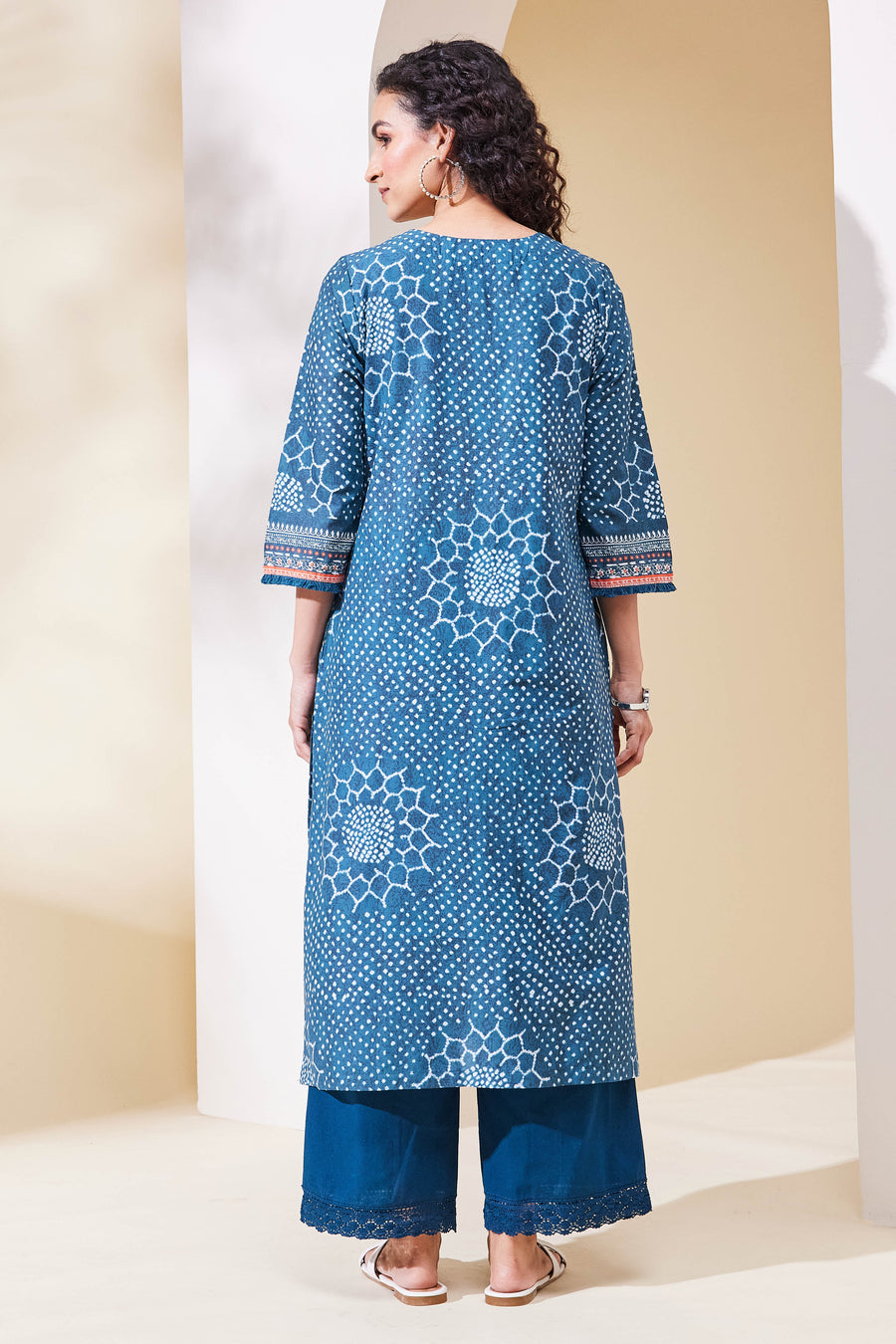 Teal Cotton Straight Kurta