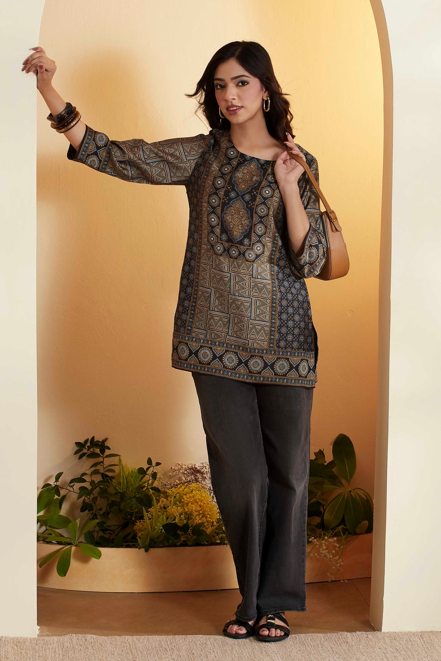 Blue Printed Short Kurti