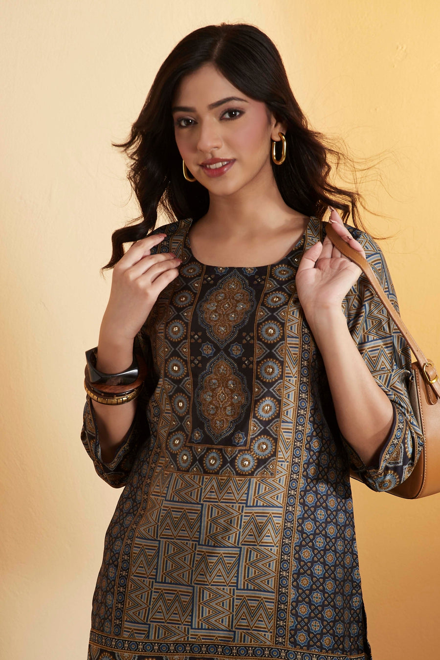 Blue Printed Short Kurti
