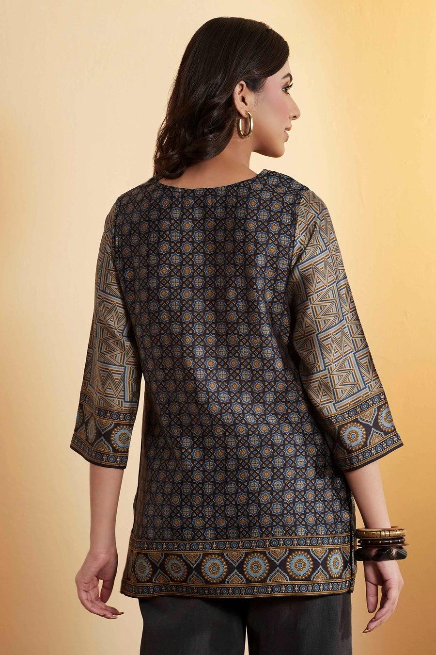 Blue Printed Short Kurti