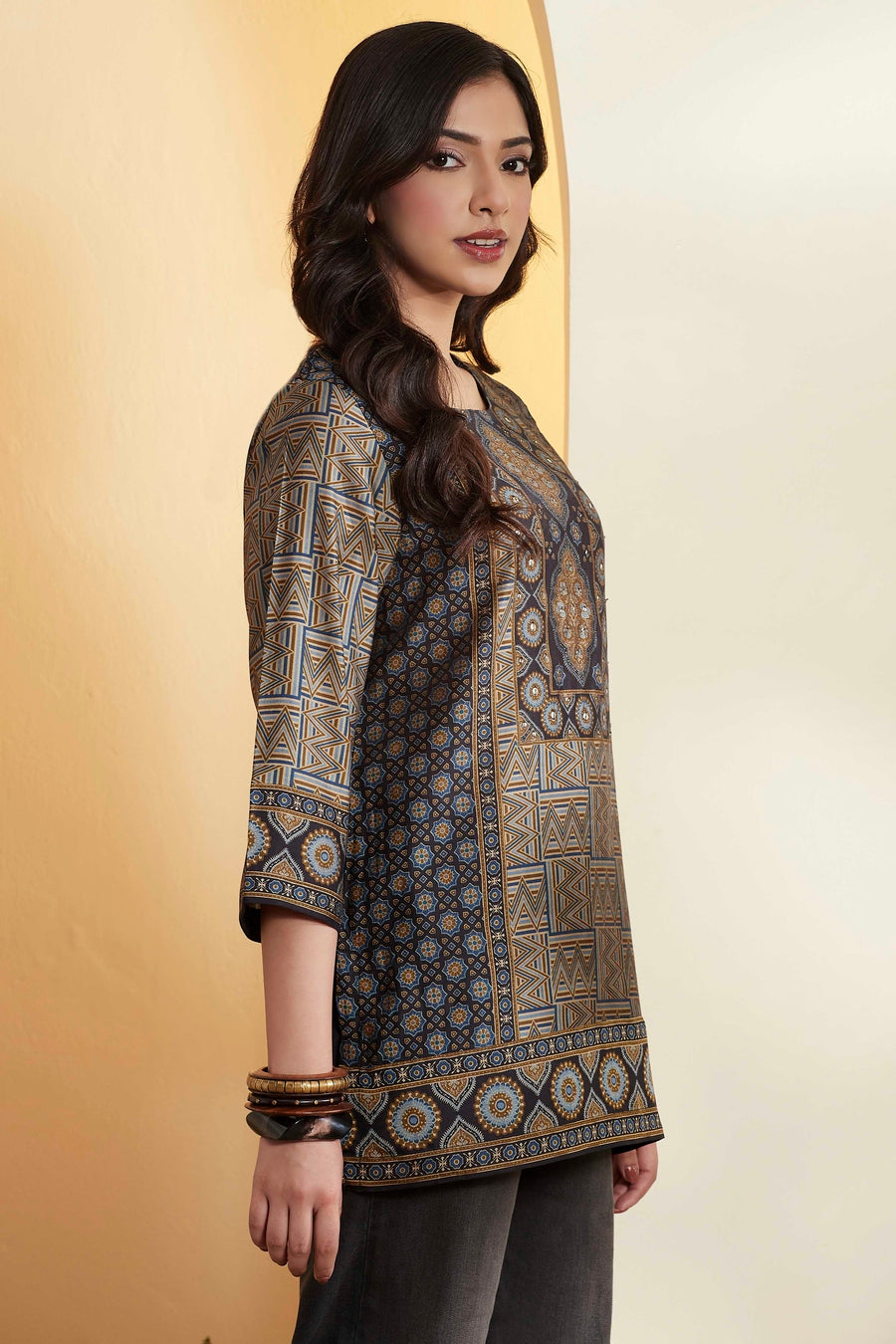 Blue Printed Short Kurti