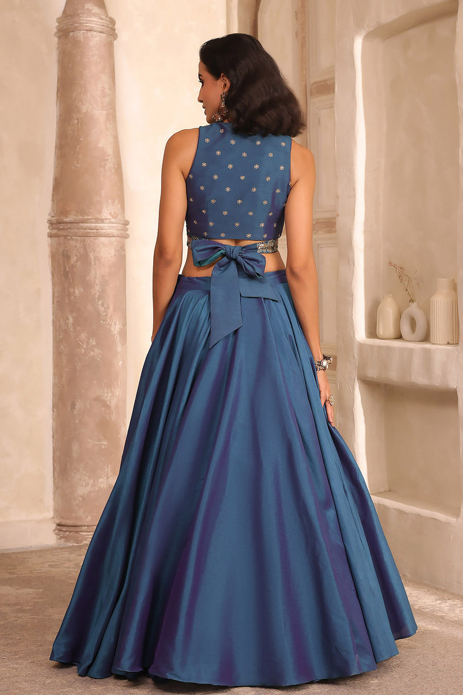 Teal Embroidered Lehenga