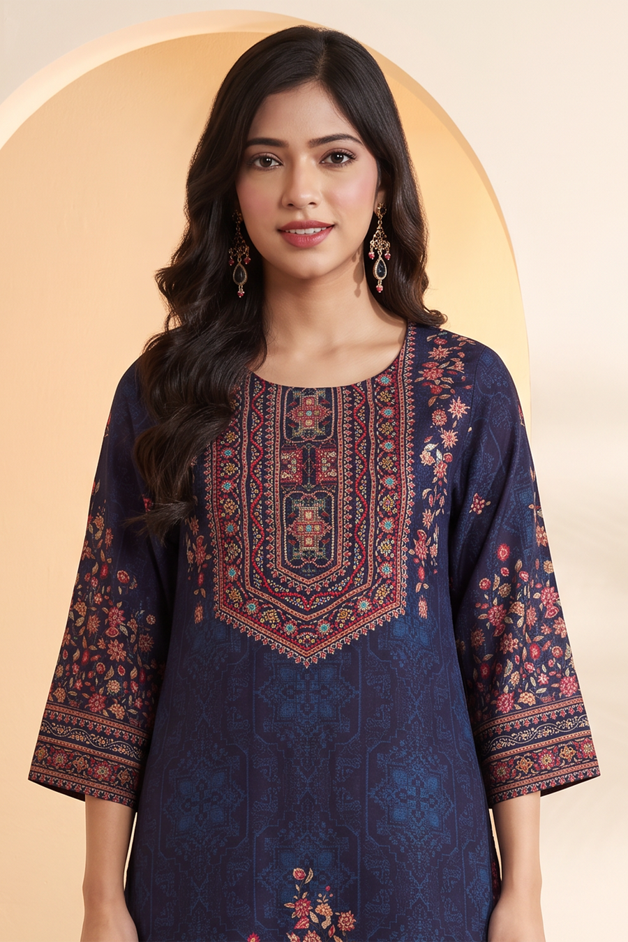 Blue Floral Printed Kurta Set – view 2