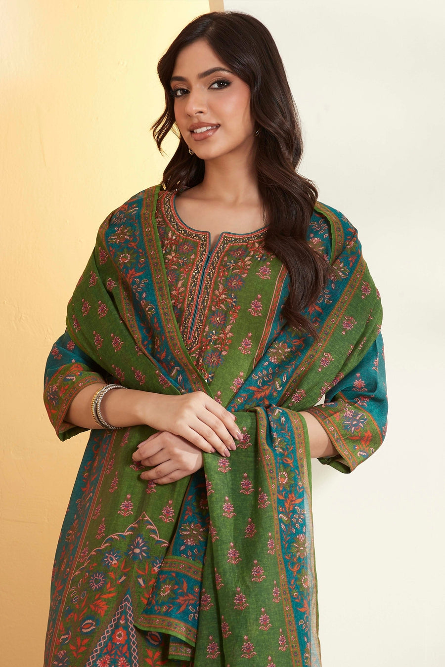 Green Floral Printed Kurta Set – view 2