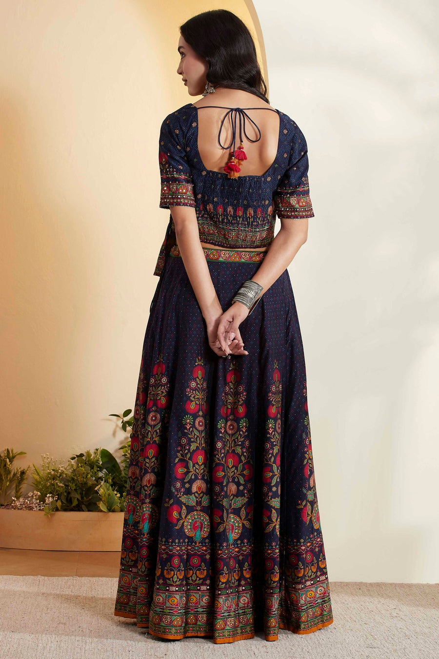 Blue Multicolor Floral Printed Lehenga Choli Set