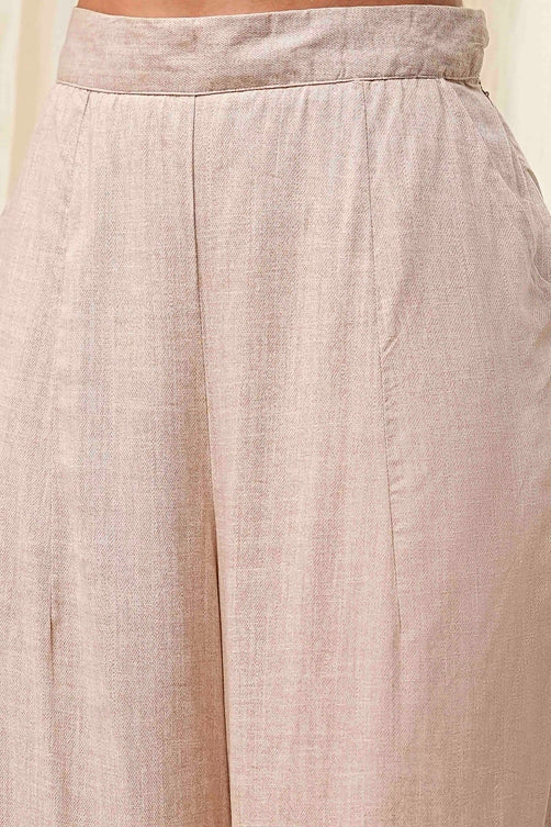 Beige Straight Printed Kurta Set