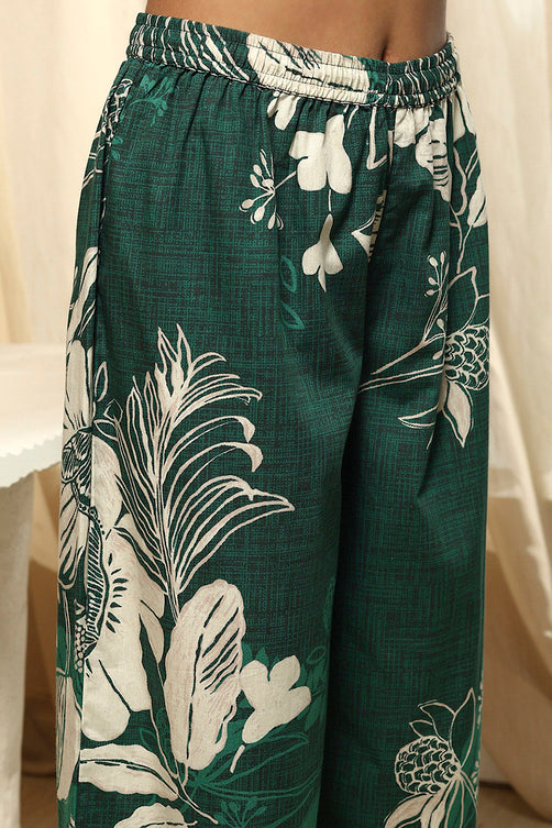 Green Cotton Floral Printed Co-ord Set