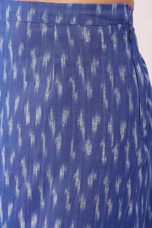 Royal Blue Cotton Abstrast Printed Maxi Skirt