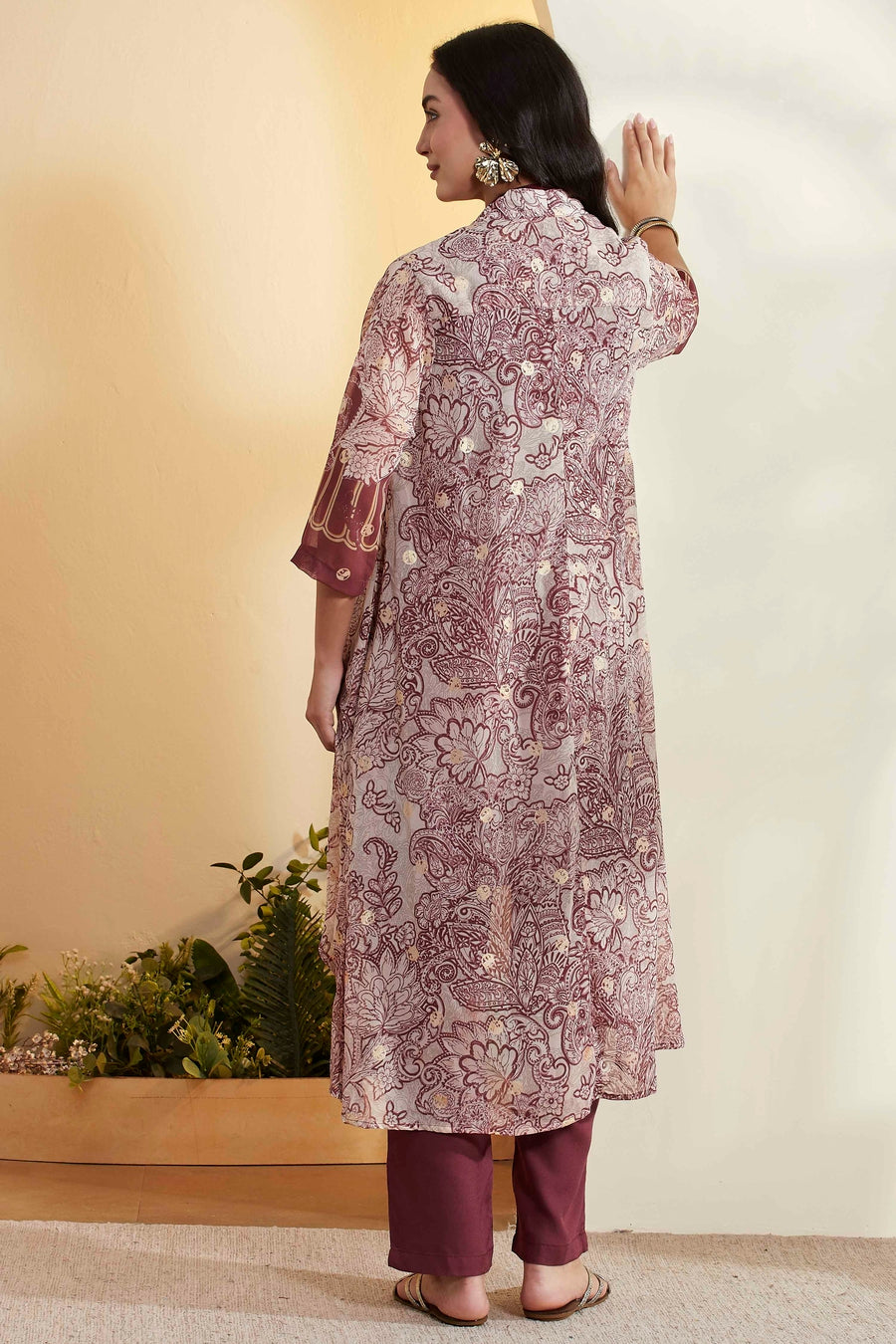 Onion Pink Floral Printed Layered Kurta Set