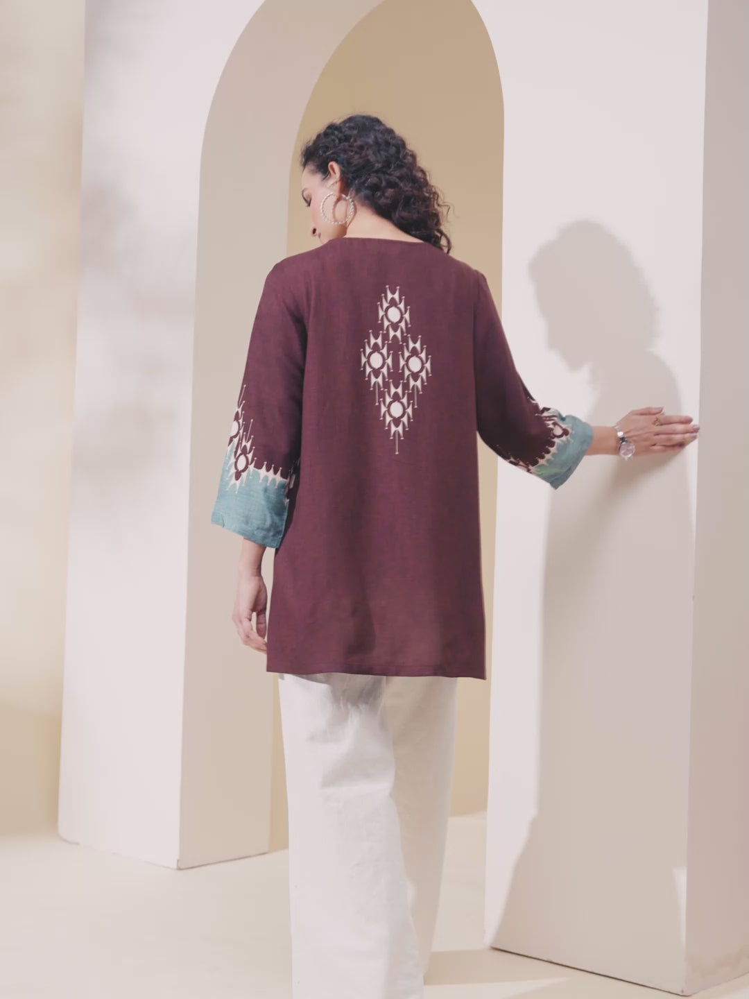 Brown viscose rayon straight kurti top by BIBA, product video