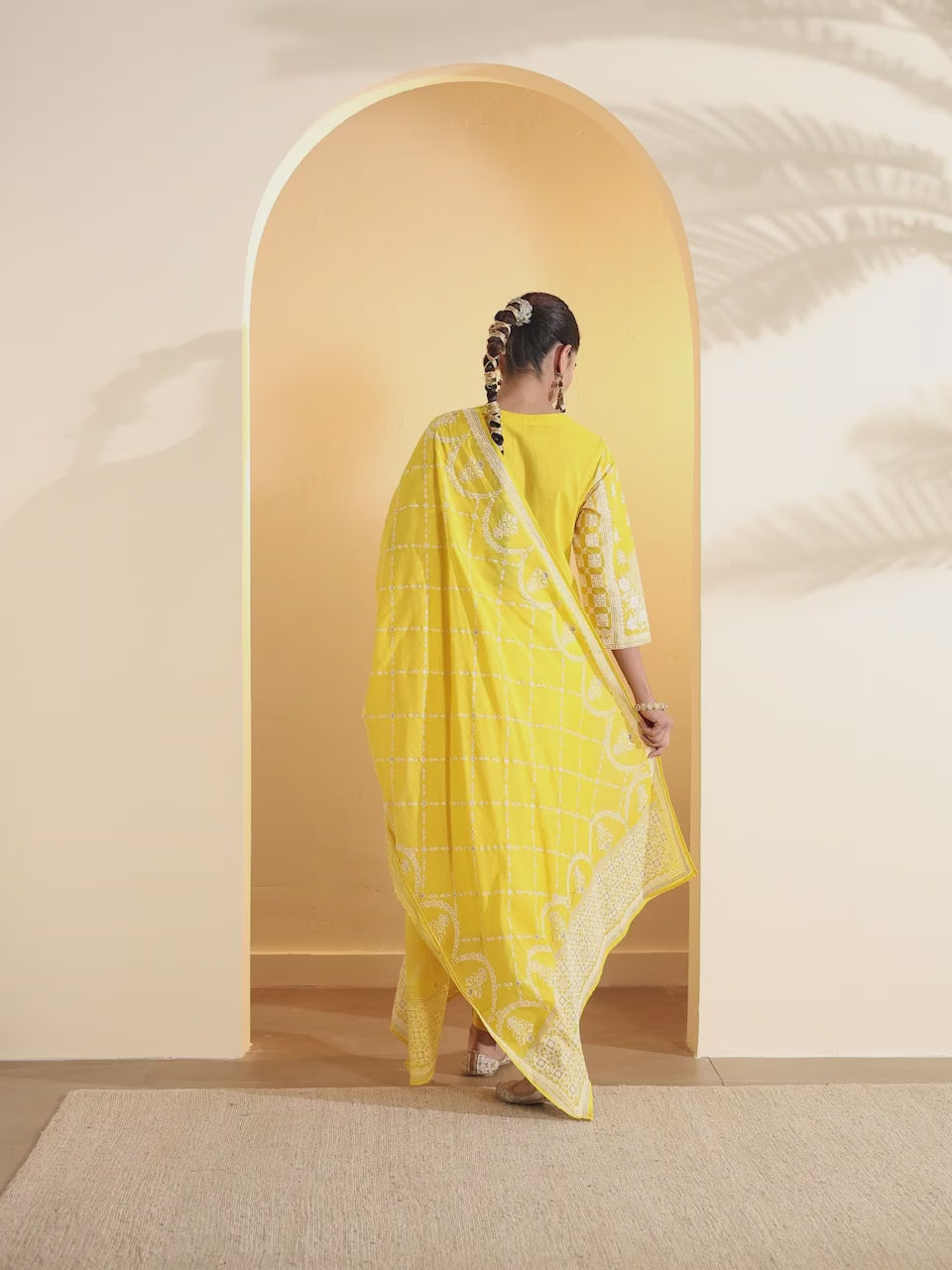 Yellow Floral Printed Straight Kurta set