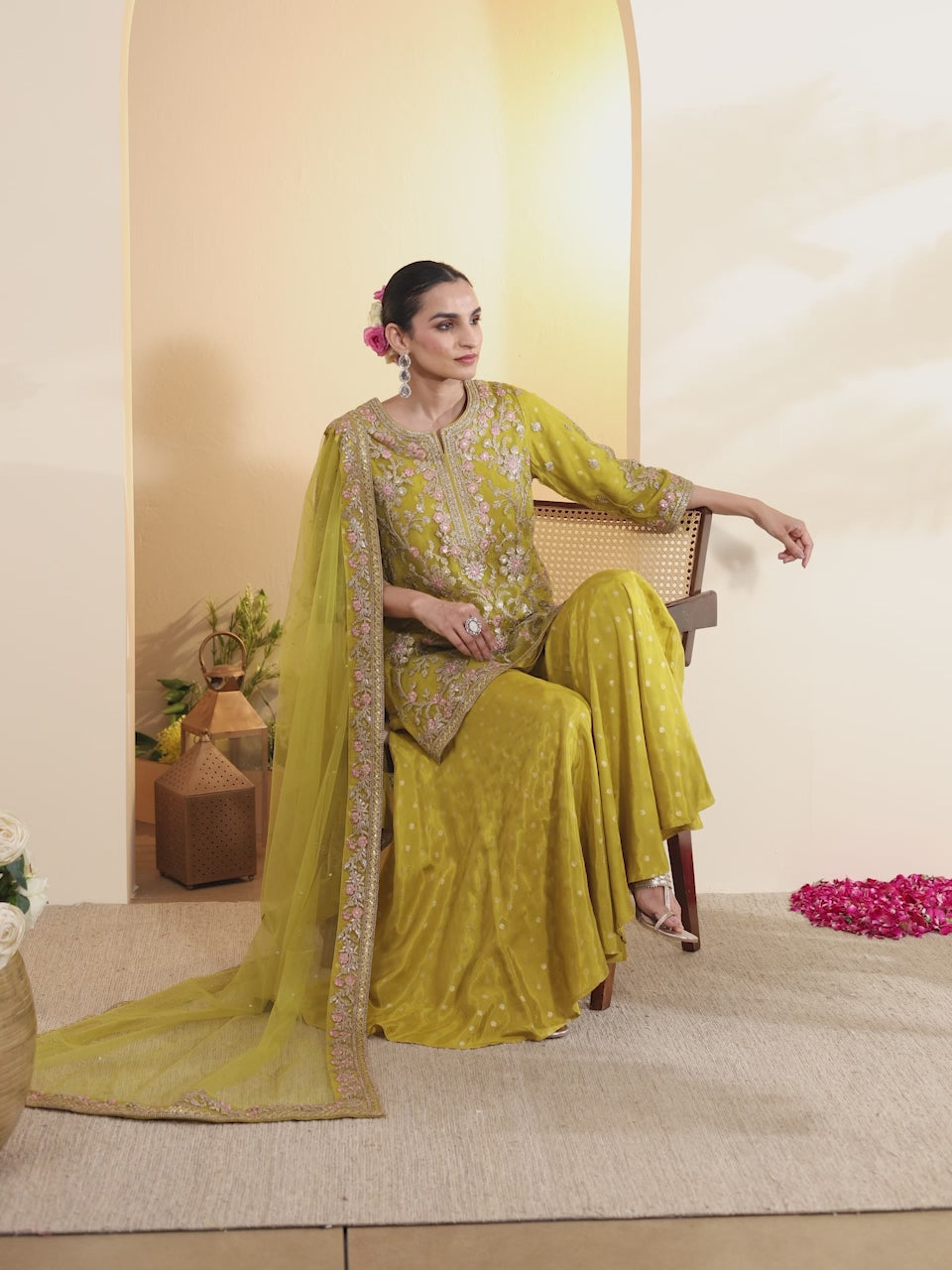 Green Sharara Set