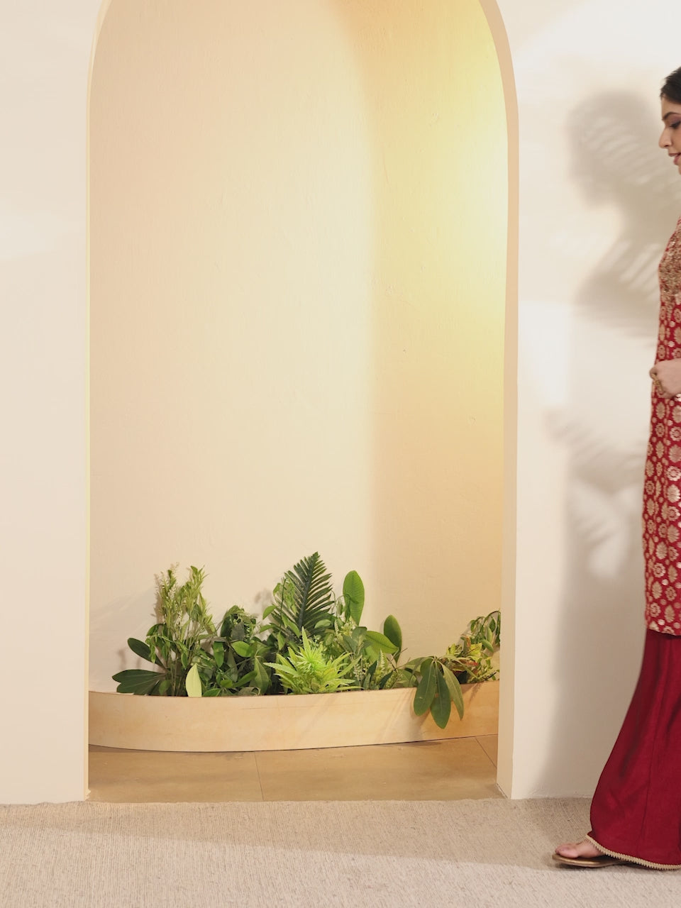 Maroon Embroidered Kurta Sharara Set