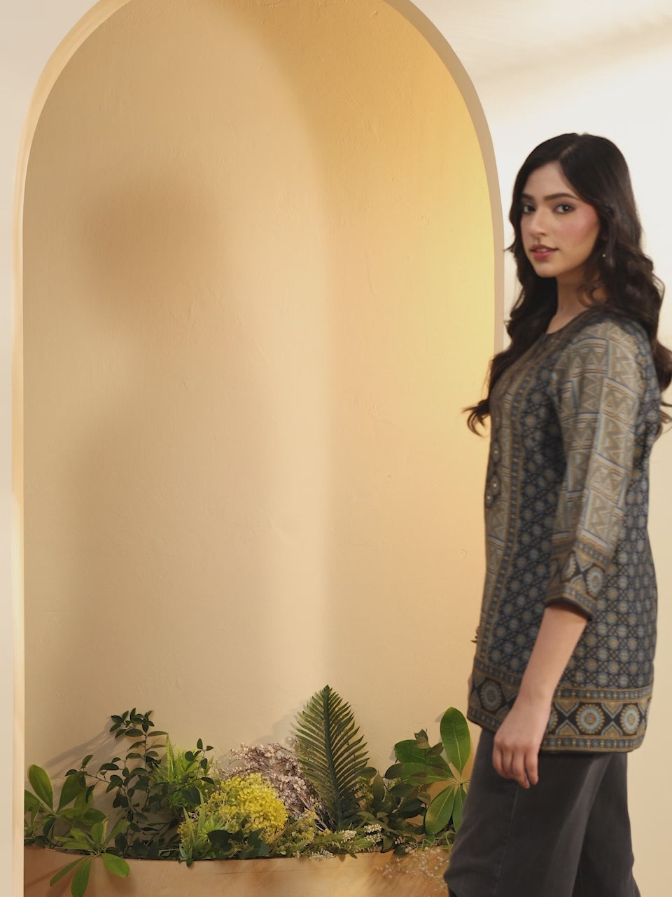 Blue Printed Short Kurti
