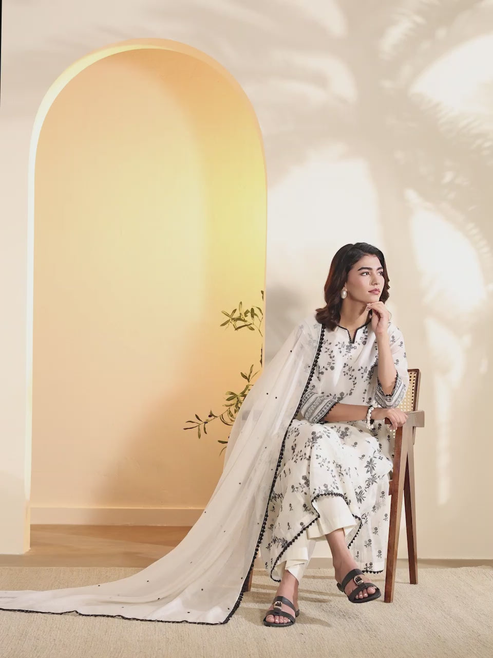Off-White Cotton Silk Kalidar Kurta Set