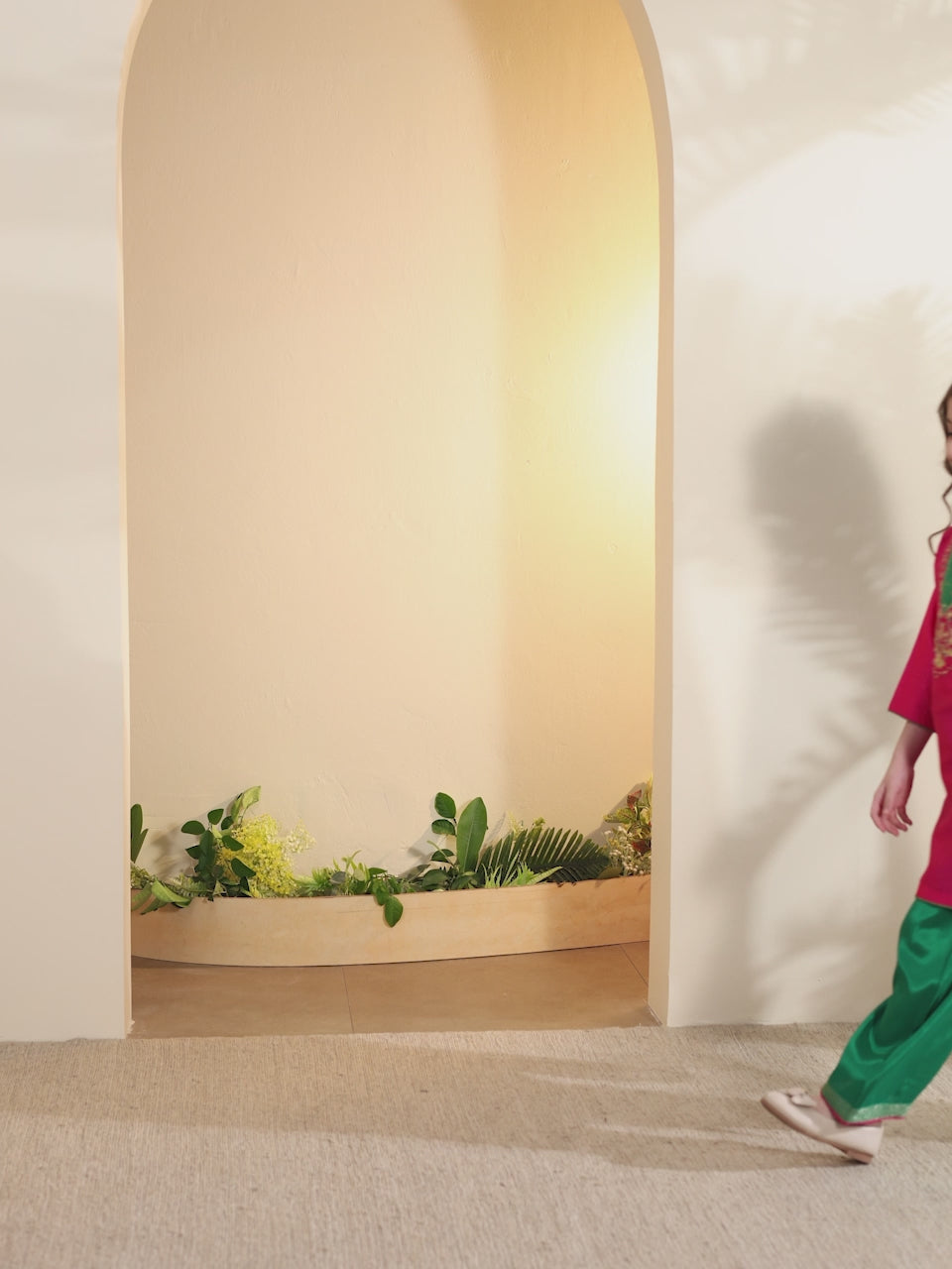 Girls pink and emerald green embroidered kurta set by BIBA, product video