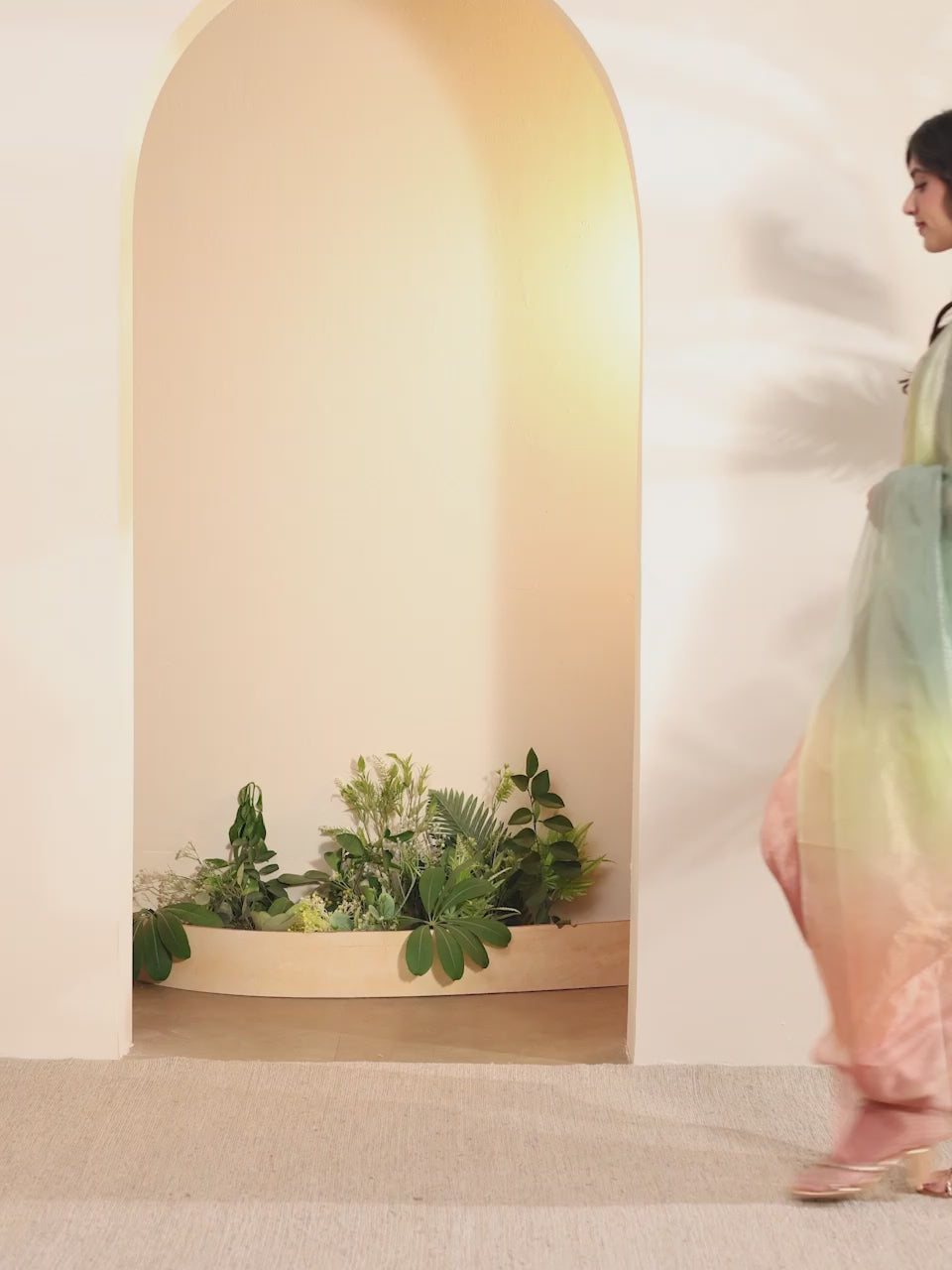 Off-white floral embroidered kurta set with pastel dupatta by BIBA, product video