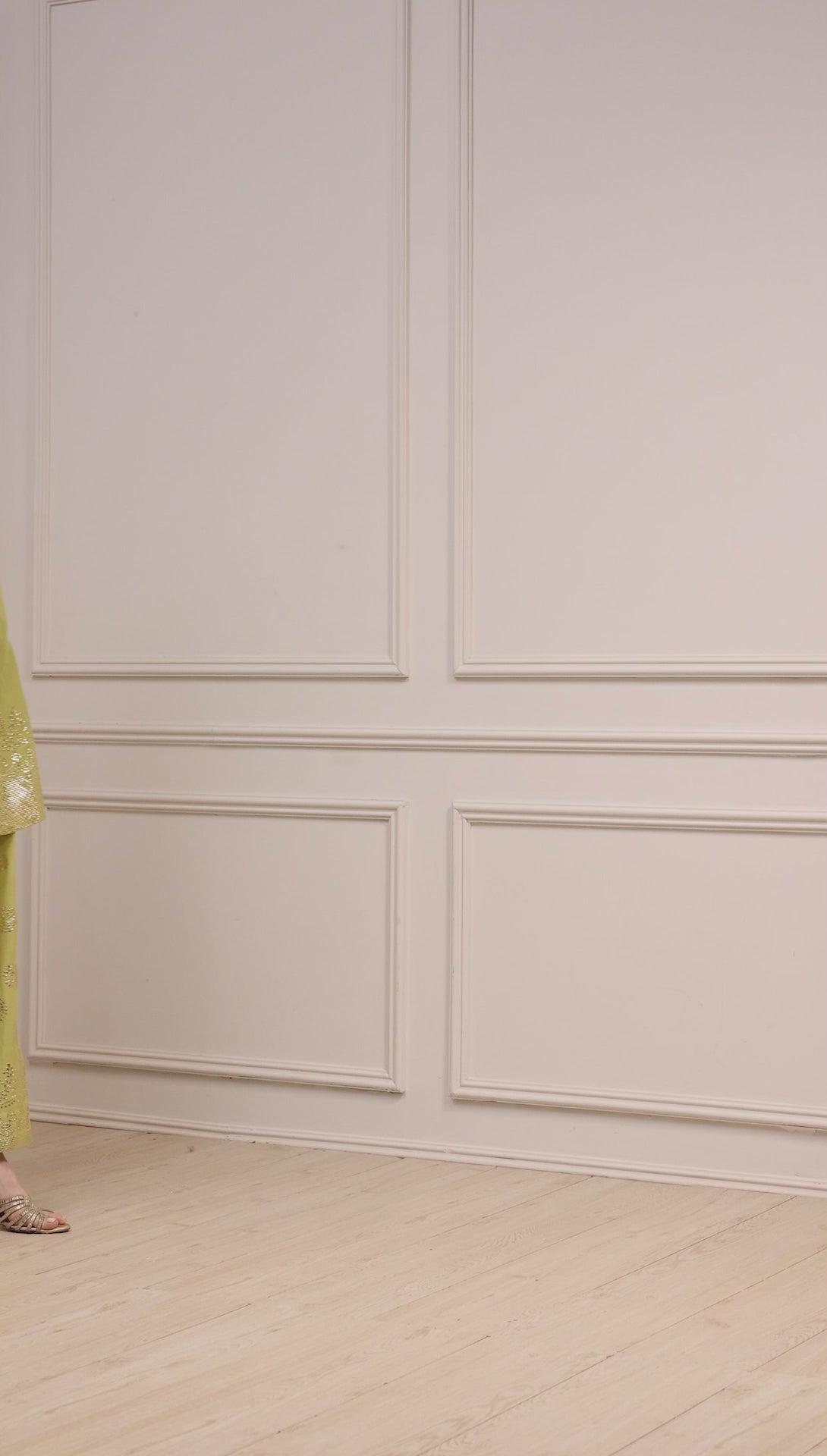 Green Cotton Metallic Pattern Sharara Suit Set