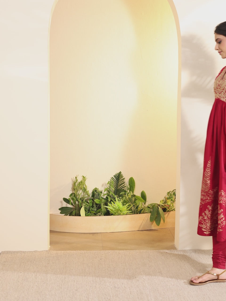 Red Embroidered Anarkali Kurta Set