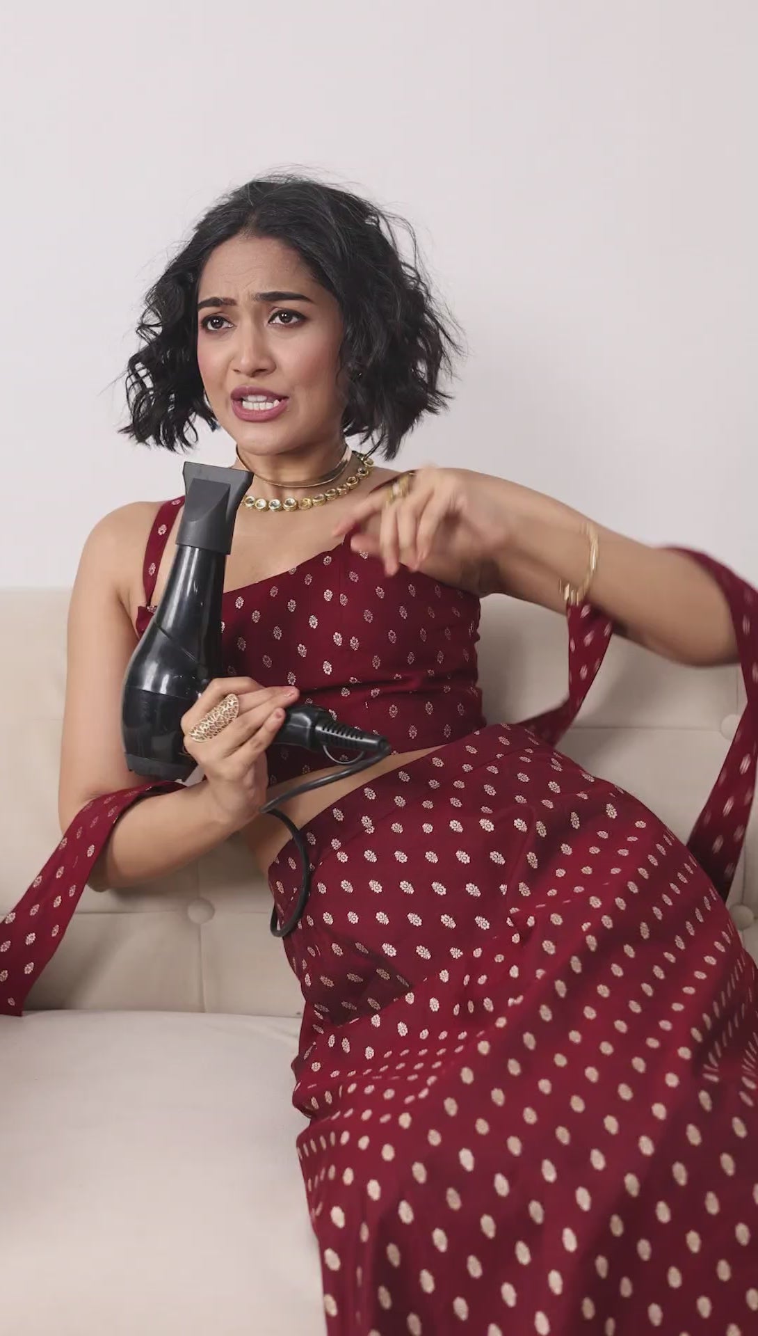 Maroon Ethnic Motif Printed Flared Skirt