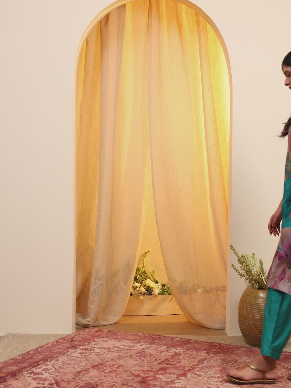 Turquoise floral print kurta and pants set by BIBA, product video
