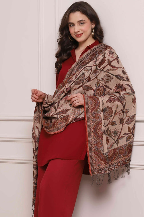 Yarn-Dyed Printed Winter Stole