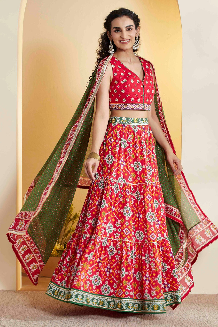 Red Patola Print Lehenga Choli Set
