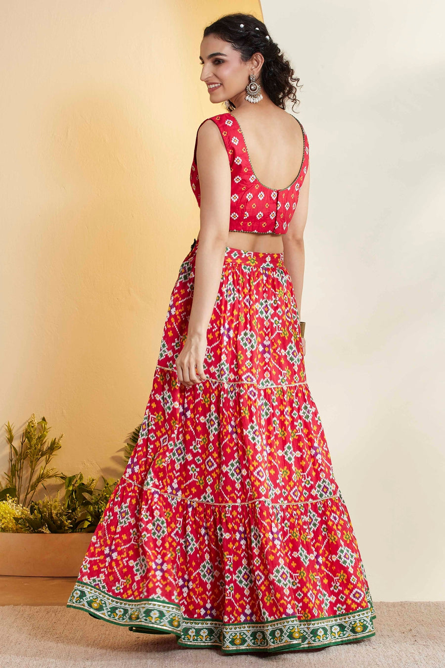 Red Patola Print Lehenga Choli Set – view 3