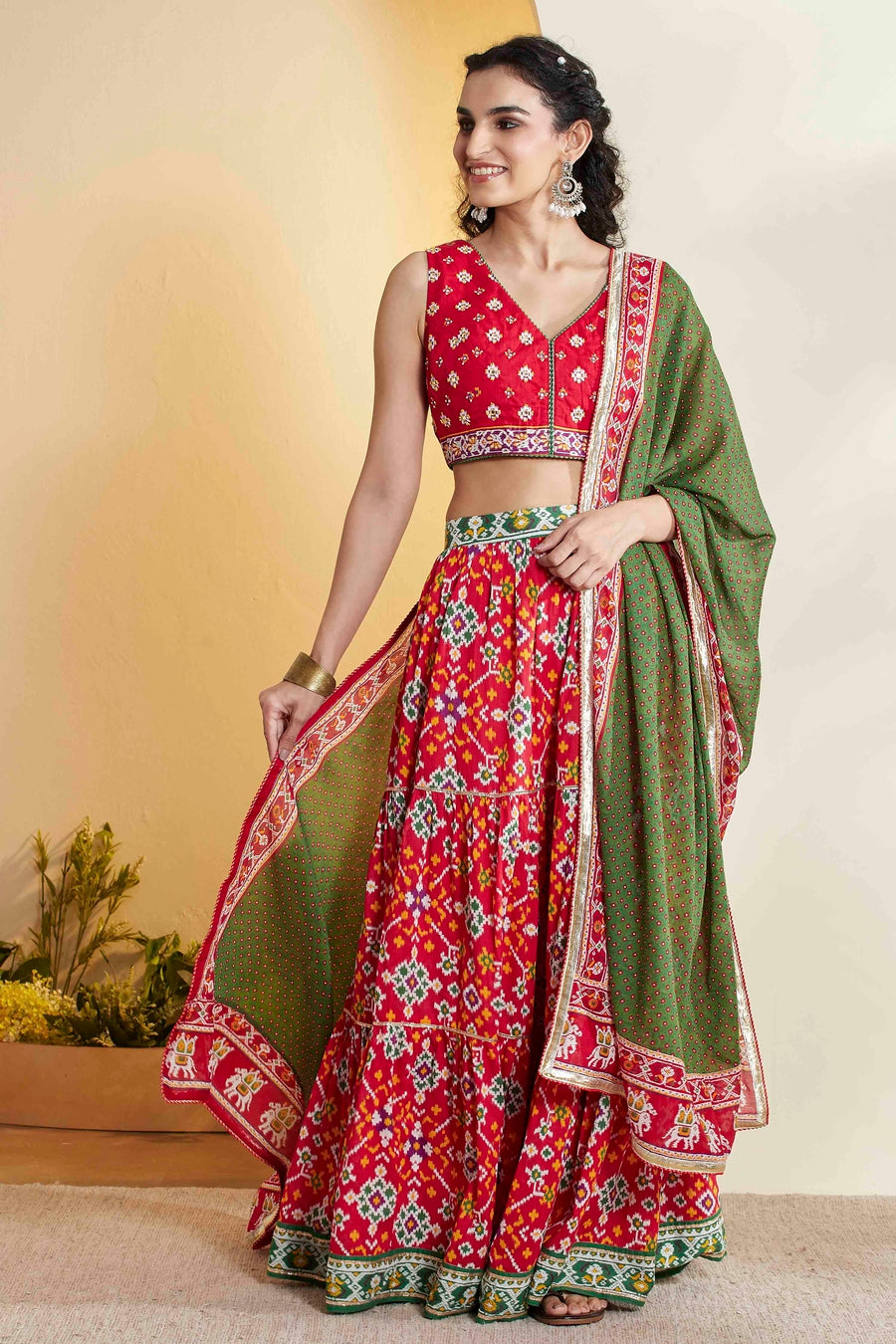 Red Patola Print Lehenga Choli Set – view 4