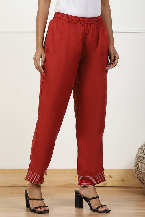Solid Mid-Rise Straight Palazzo Pants