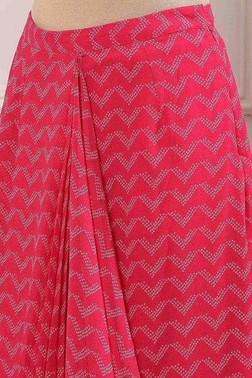 Pink Poly Georgette Printed Saree With Blouse