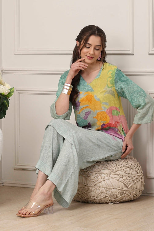Abstract Printed Straight Suit Set