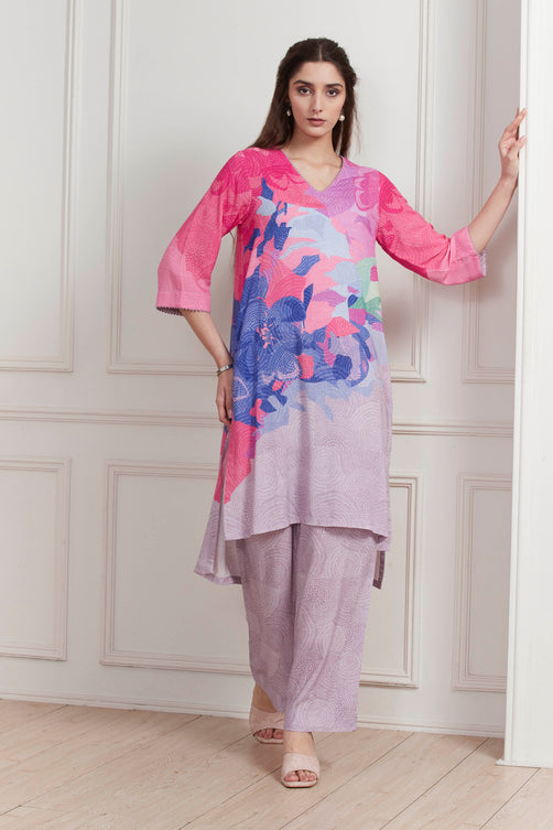 Abstract Printed Straight Suit Set