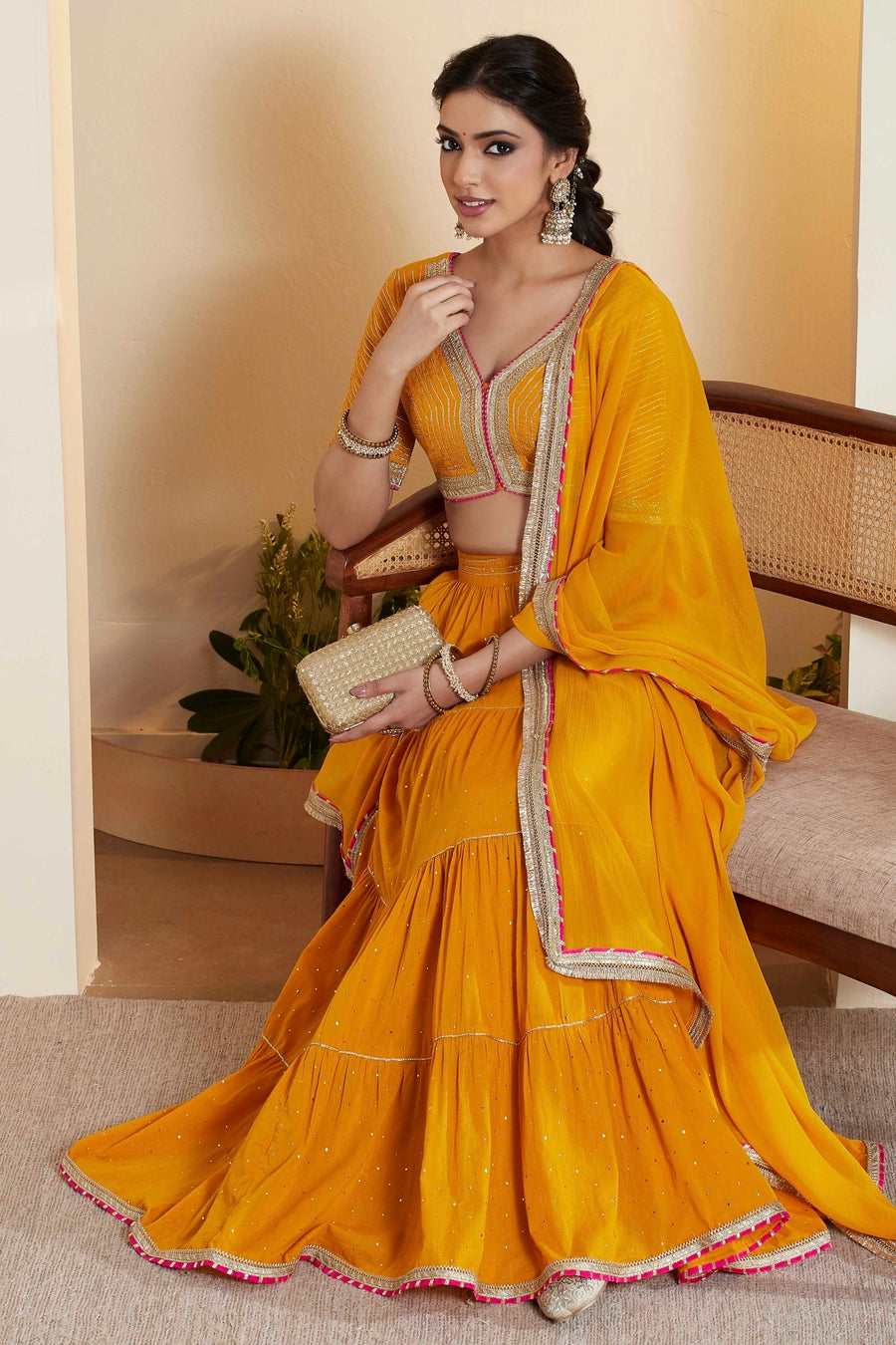 Mustard Yellow Embellished Lehenga Set