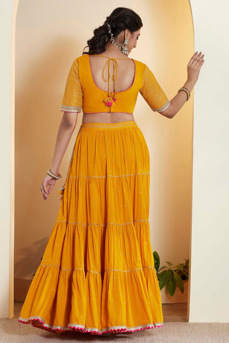 Mustard Yellow Embellished Lehenga Set – view 4