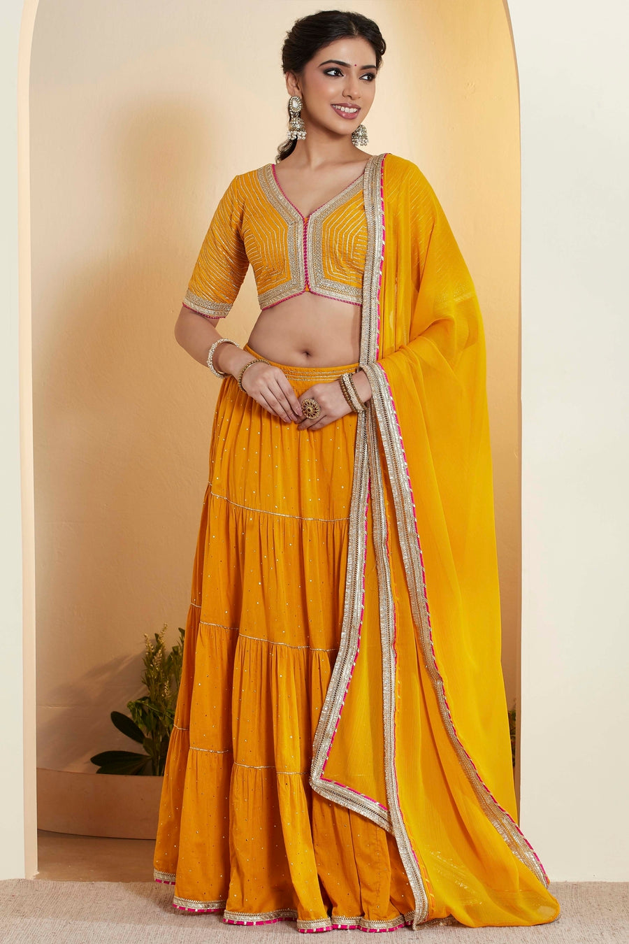 Mustard Yellow Embellished Lehenga Set – view 3