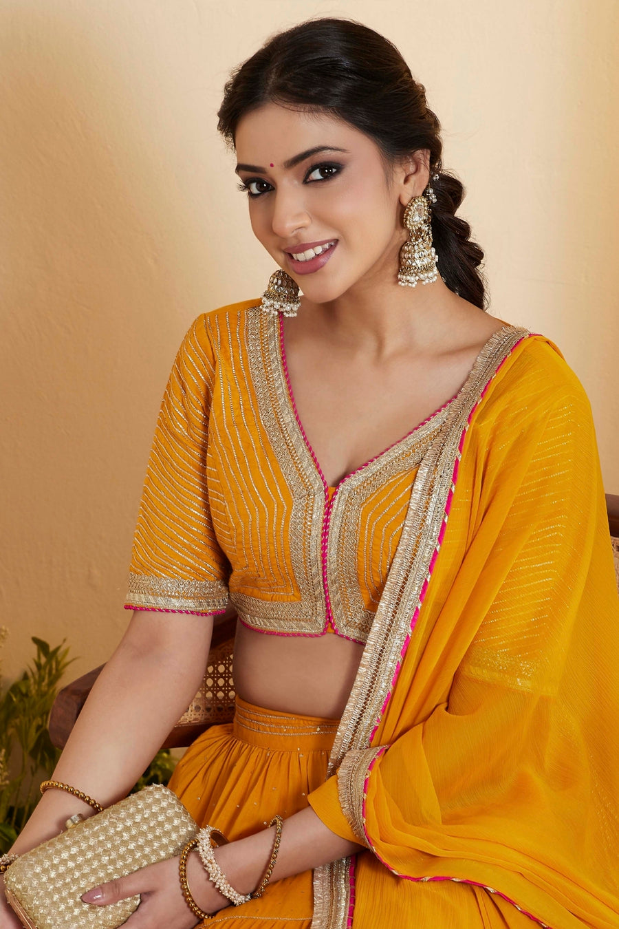 Mustard Yellow Embellished Lehenga Set – view 5