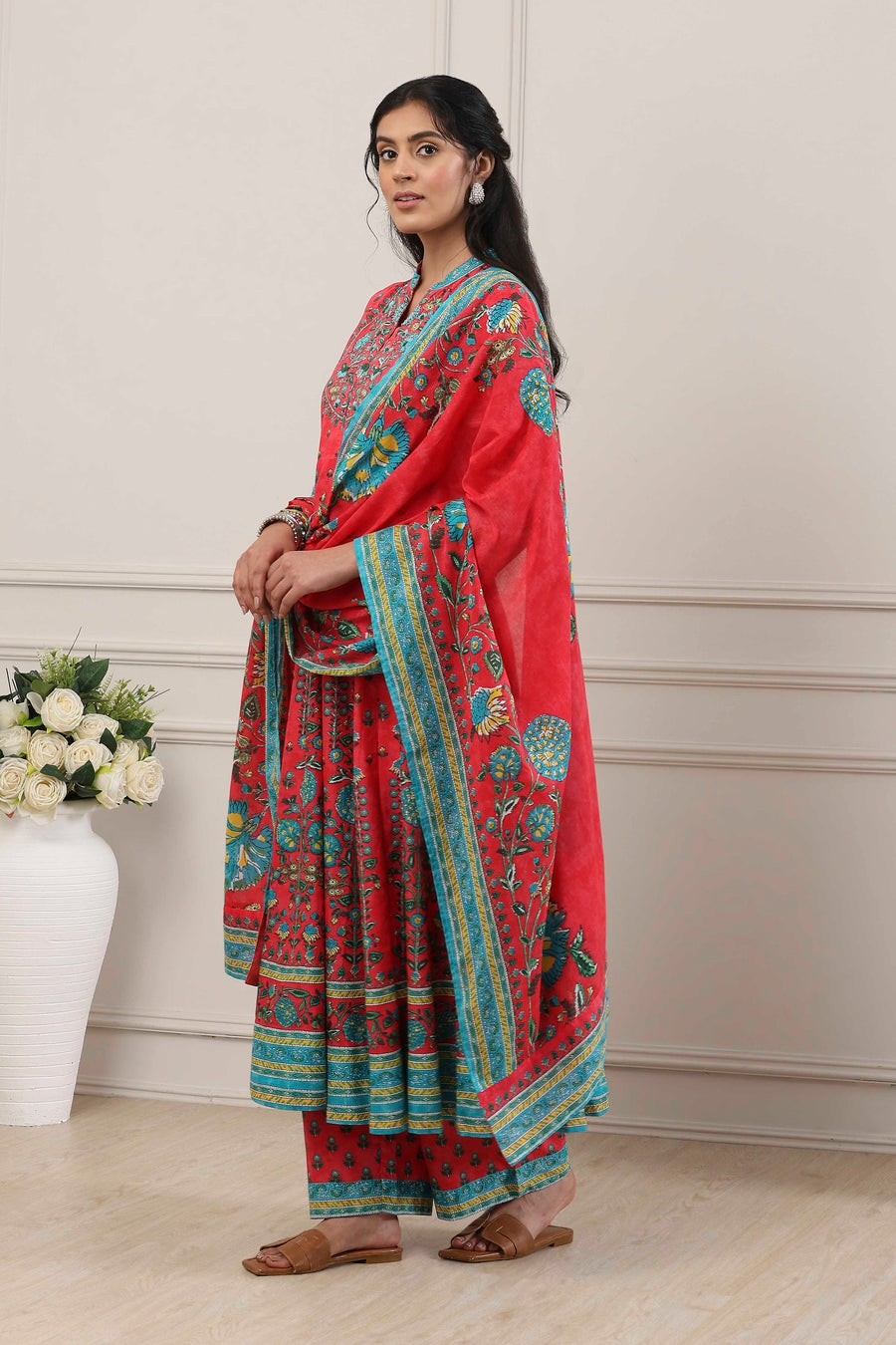 Red Cotton Suit Set