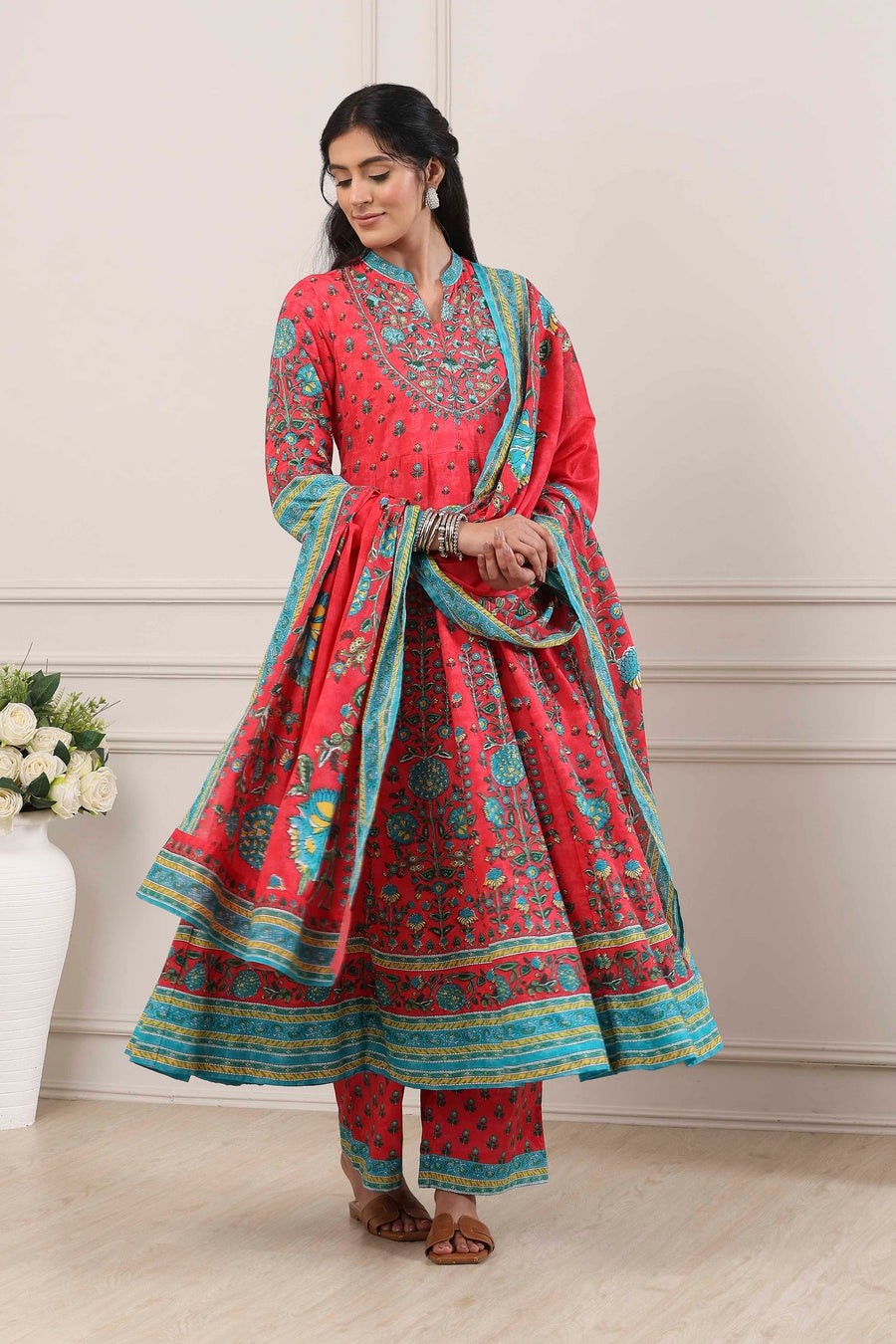 Red Cotton Suit Set